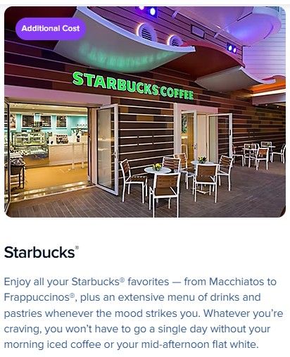 Modern Starbucks cafe interior with purple and green lighting features comfortable seating and clean dining areas.