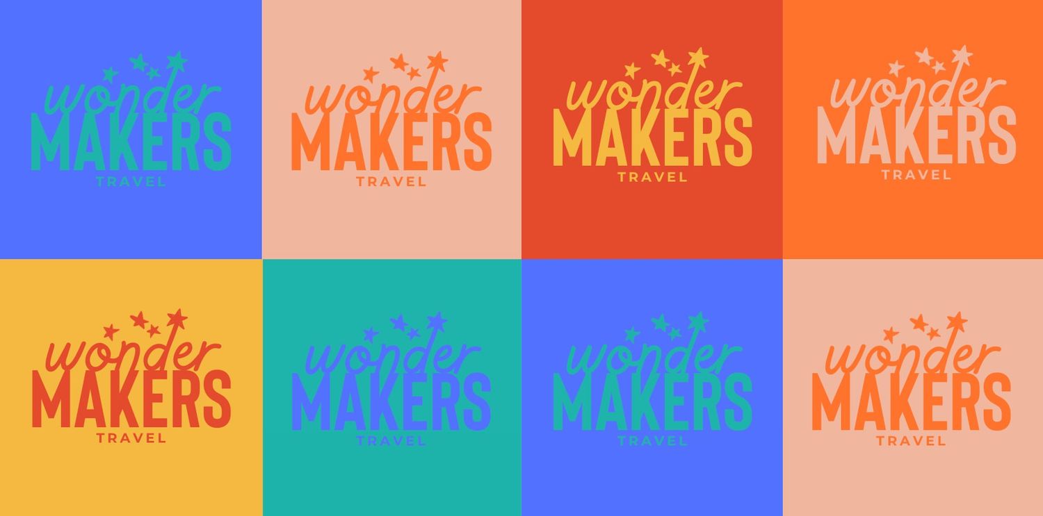 Magic Makers text repeated in grid pattern with alternating background colors.