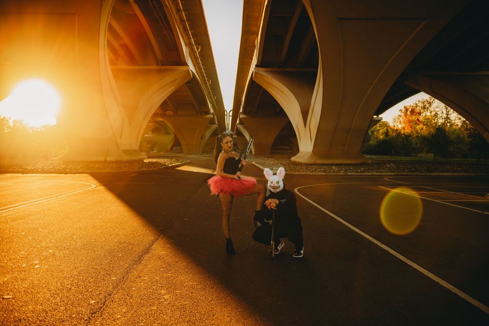 A series of connected images showing a glowing orange light in a dark tunnel or underpass.