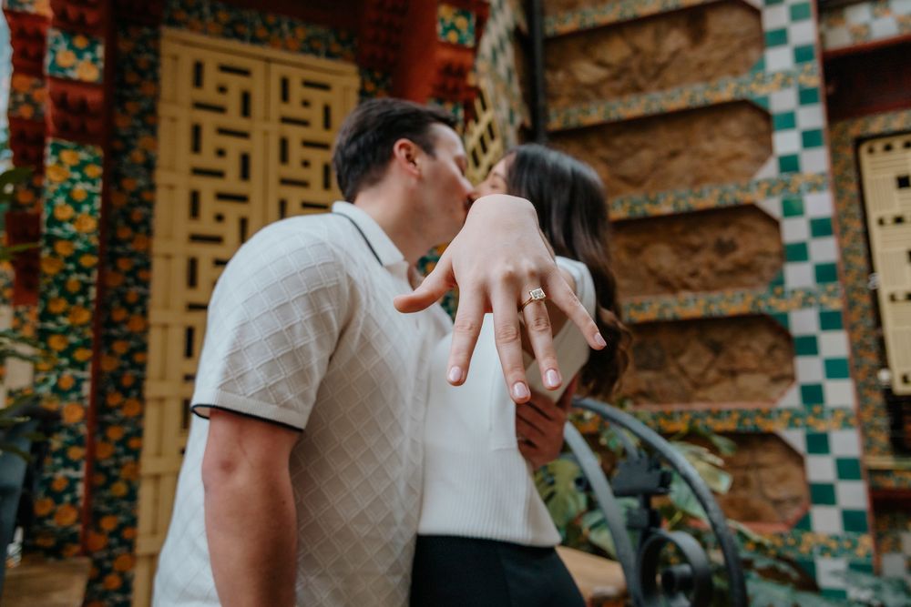 Gaudí tiles and engagement photo