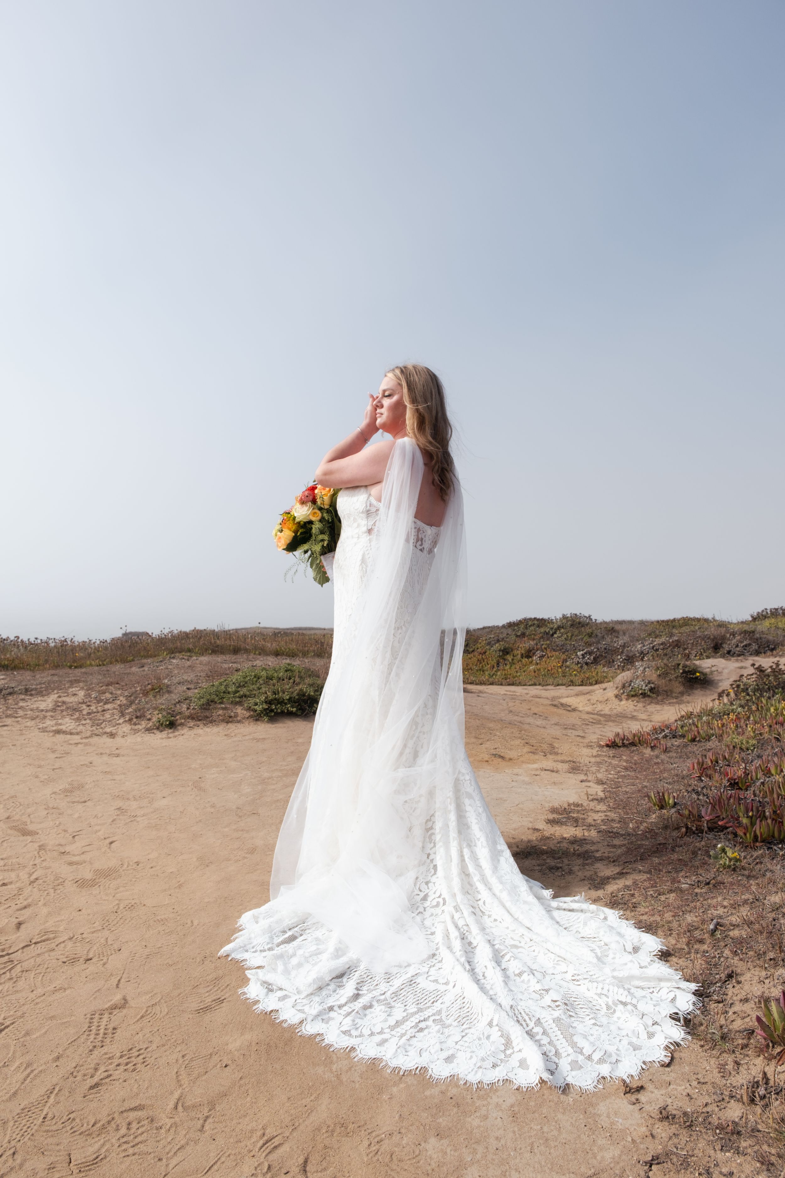 bride walking during an elopement.