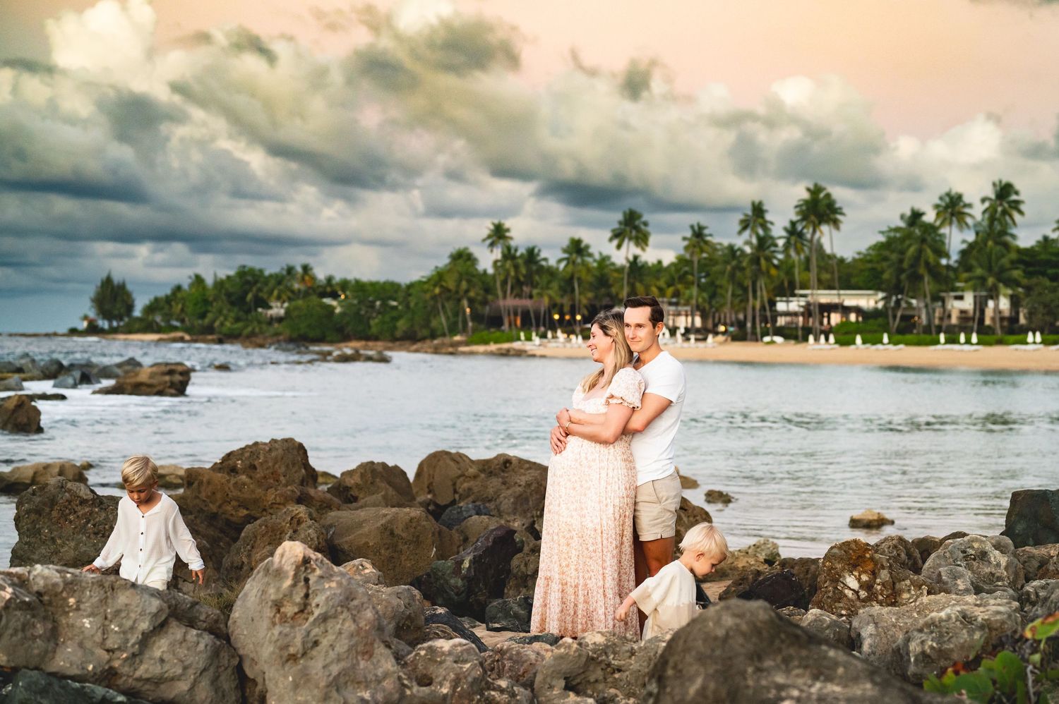 Lets the kids play during photos at Dorado Beach, Puerto Rico