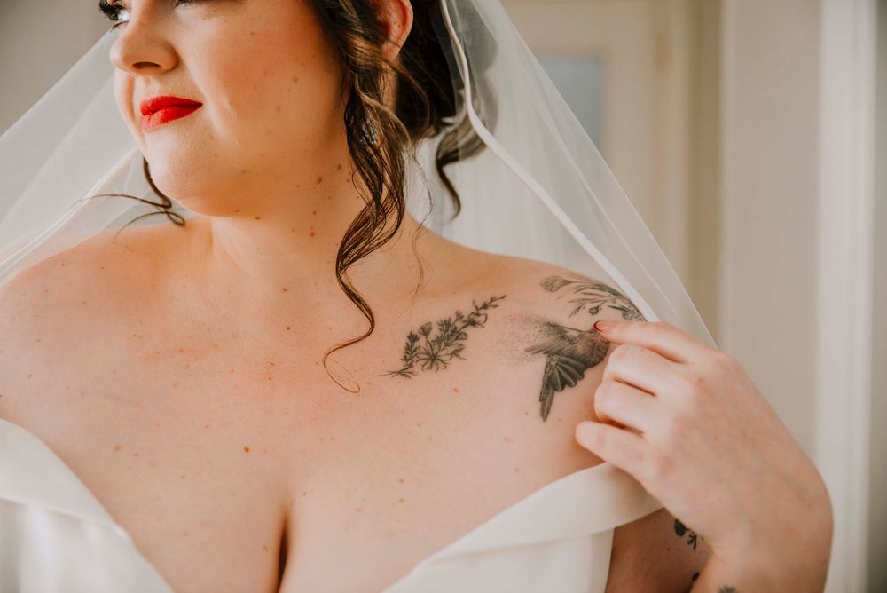 Elegant portrait of the bride during the getting ready photos.