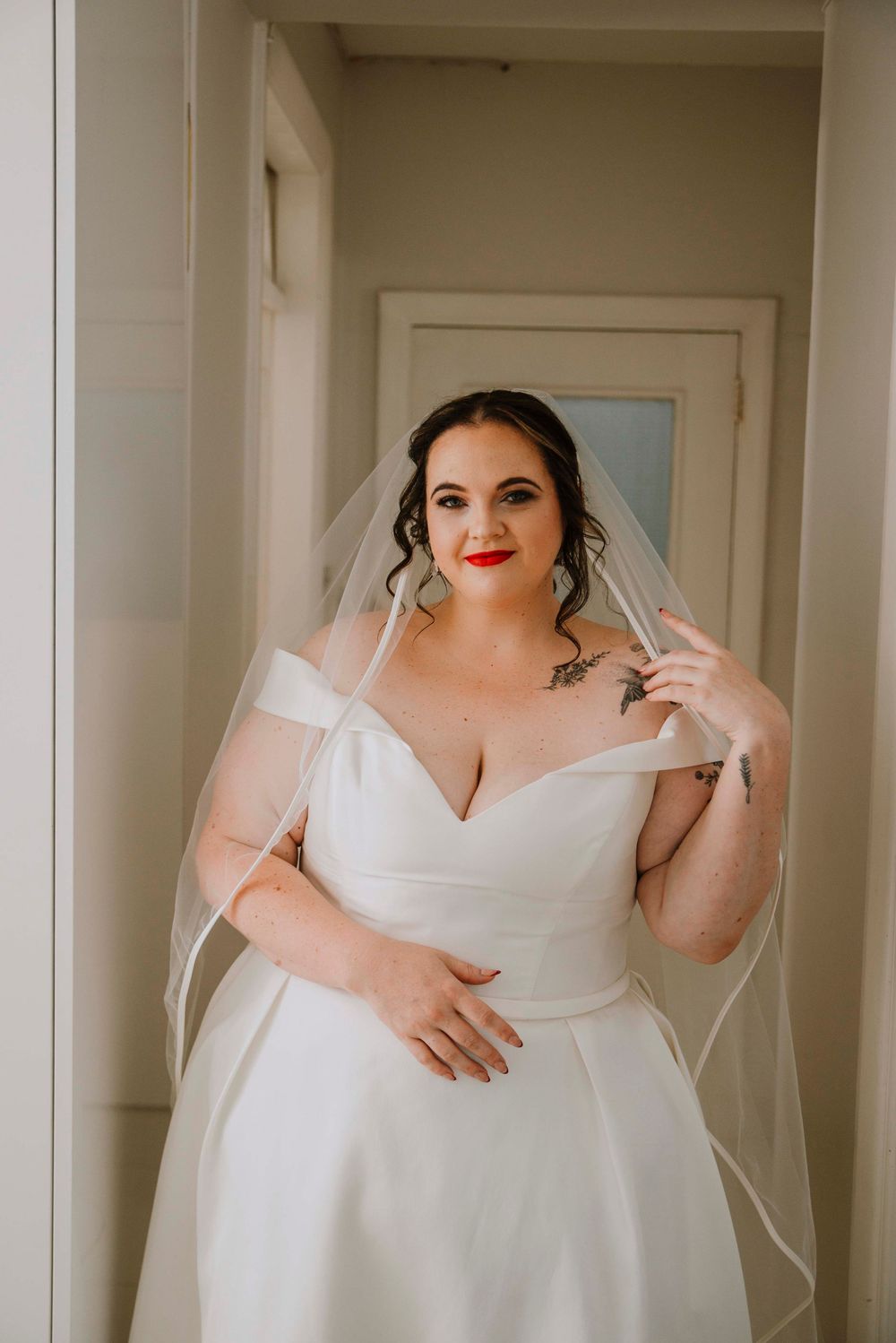 Elegant portrait of the bride during the getting ready photos.