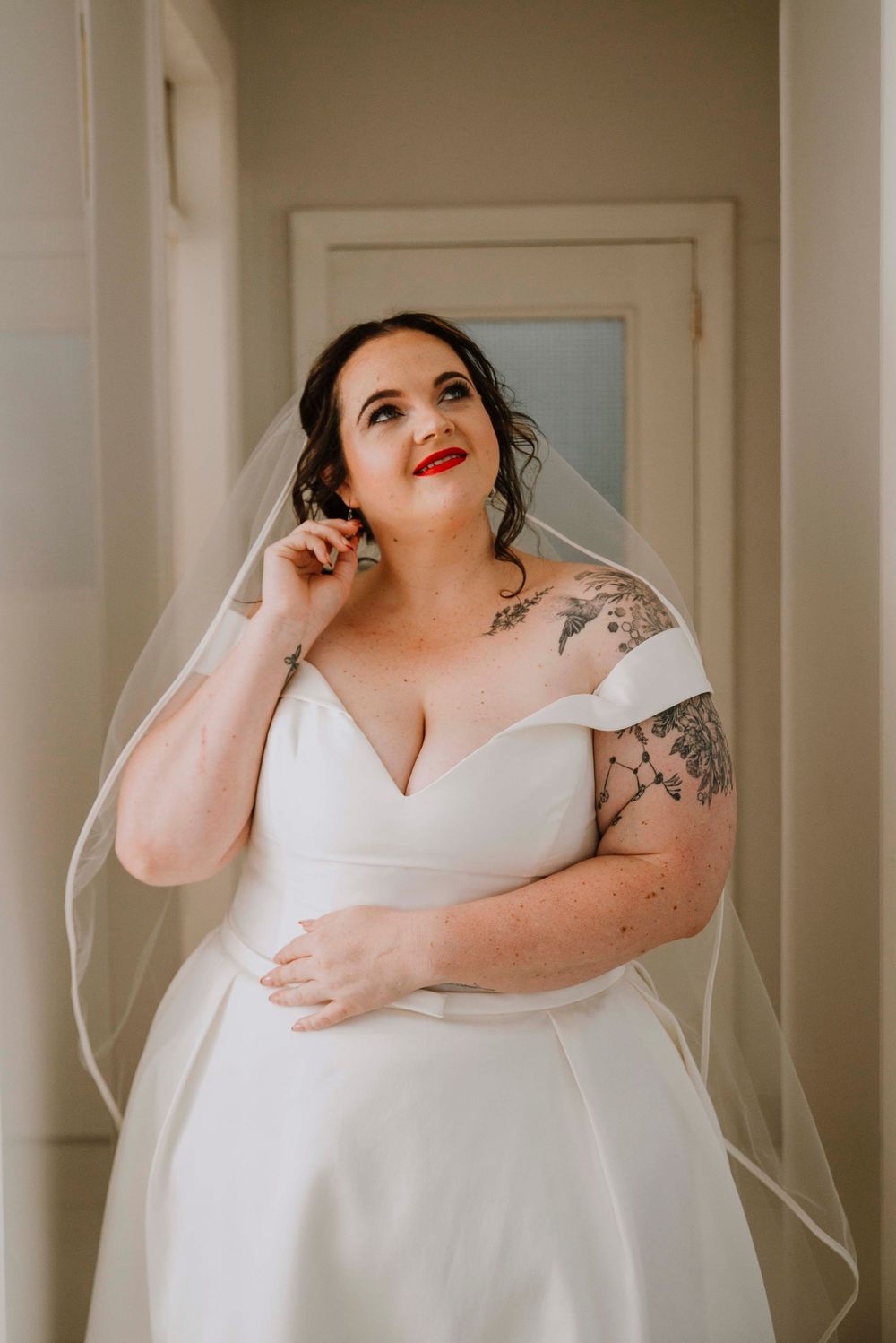 Elegant portrait of the bride during the getting ready photos.