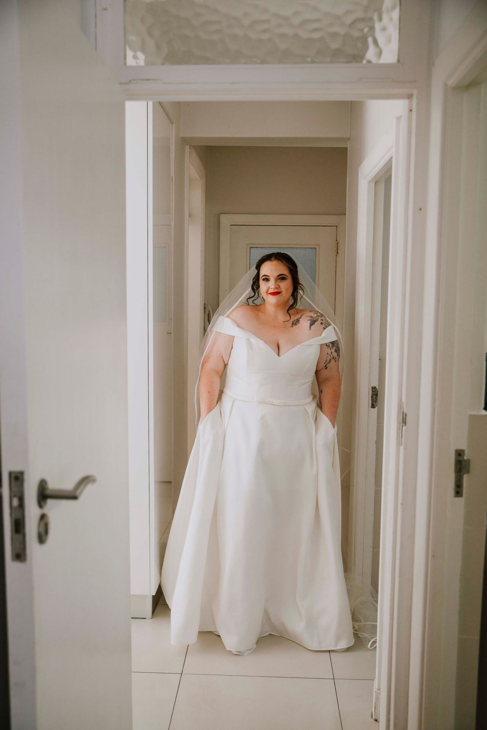Elegant portrait of the bride during the getting ready photos.