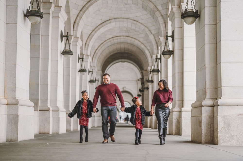 Family photo at Union Station in Washington, DC.
