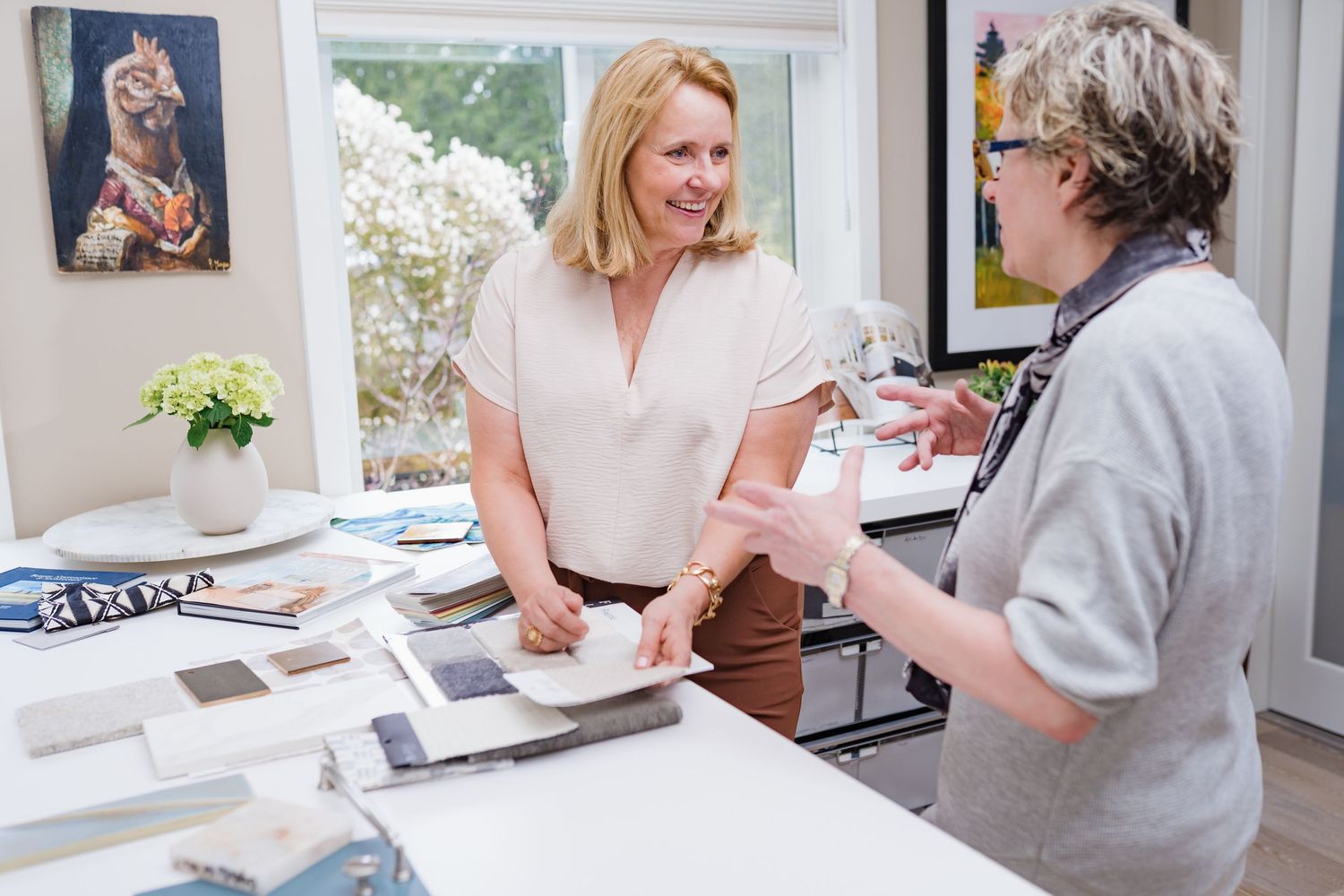 Interior designer meeting with a client