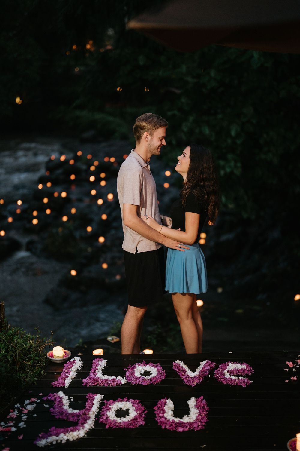 Romantic Bali proposal photoshoot at The Samaya Ubud surrounded by nature.