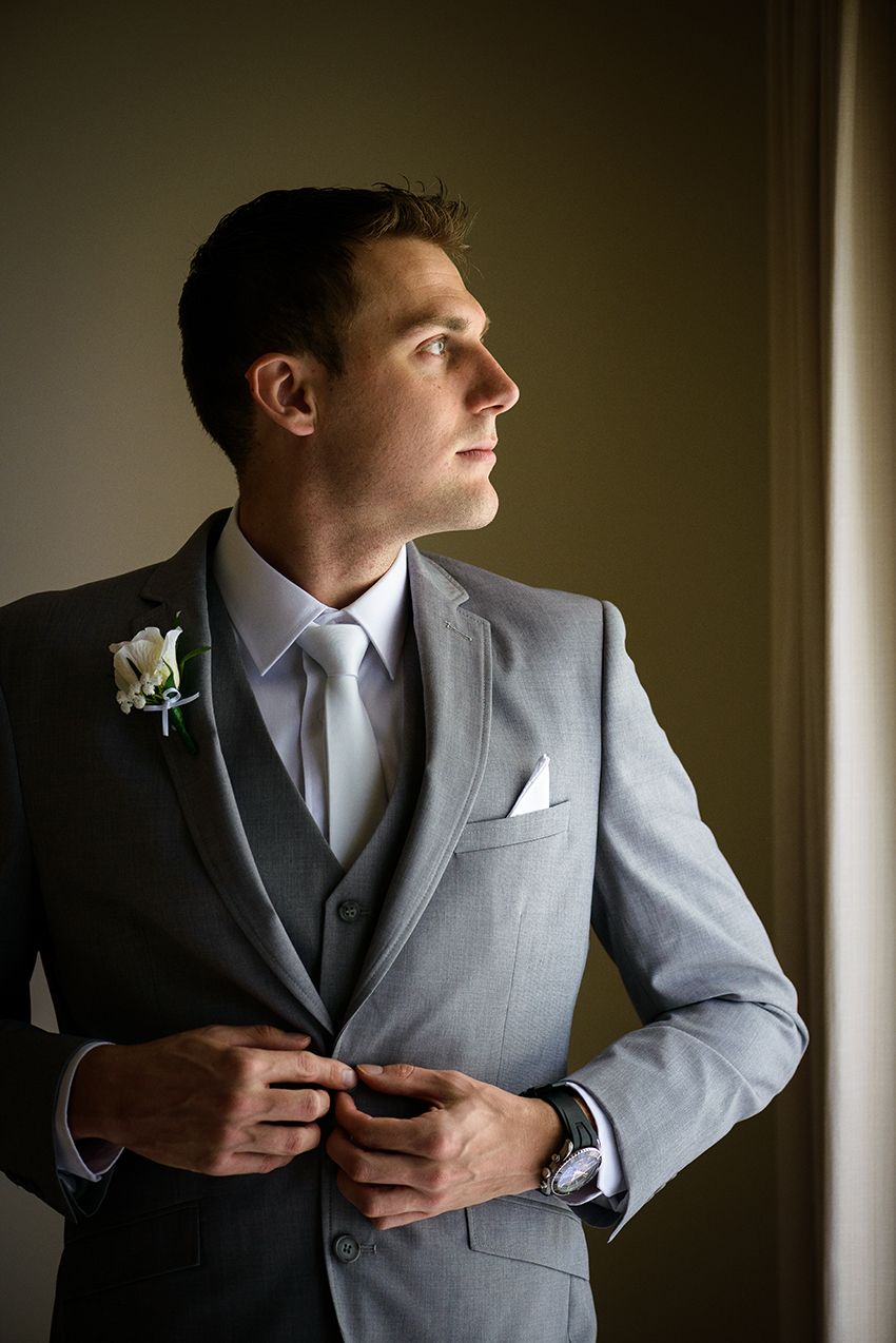 Classic groom portrait in great directional light - Kelly Chapman Photographer Perth