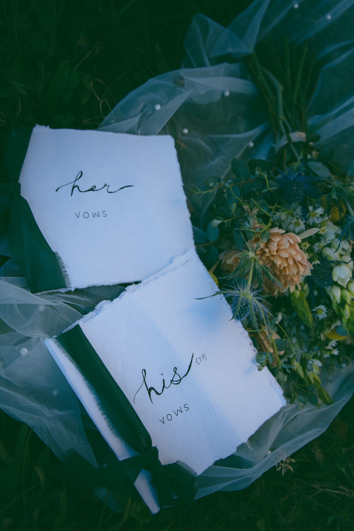 his and her vow books veil bridal bouquet mountain elopement asheville nc tn
