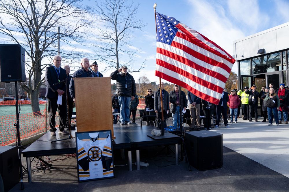 National Anthem & salute at Belmont’s Skip Viglirolo Ice skating Rink Grand Opening - Leah Ramuglia Event Photography