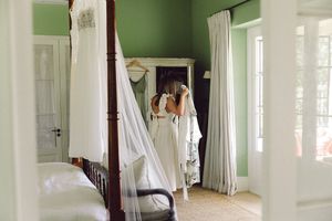 Brides and bridesmaids getting ready at La Cotte cottage in Franschhoek