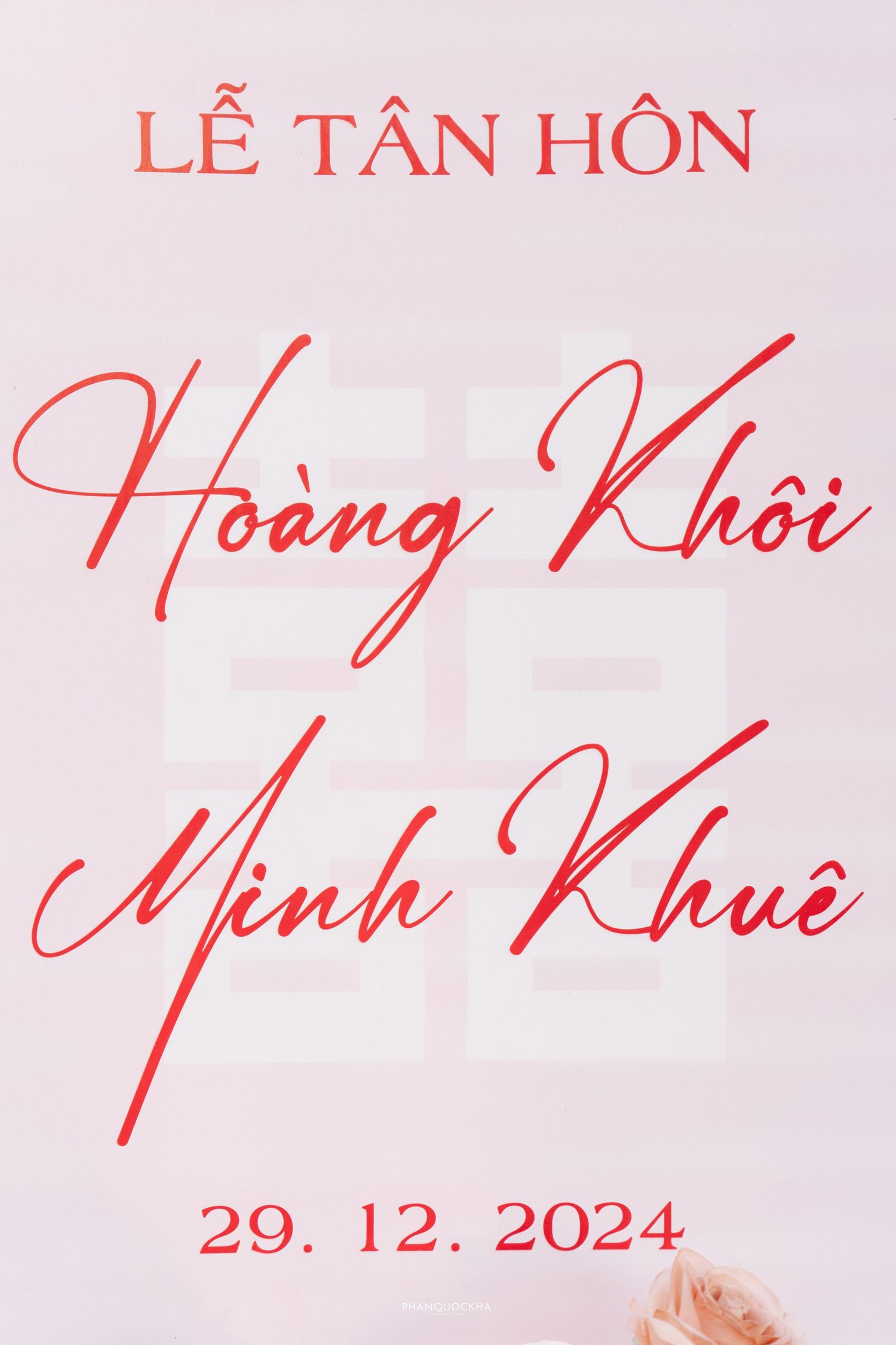 Vietnamese engagement ceremony invitation for Hoang Khoi and Minh Khue on December 29, 2024.