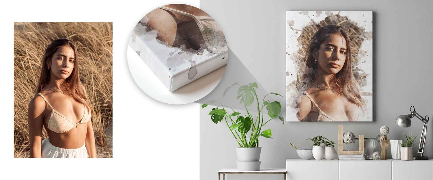 Uma fotografia sensual, tratada artisticamente para decorar uma sala ou um escritório, impressa em tela ou em papel fotográfico.
