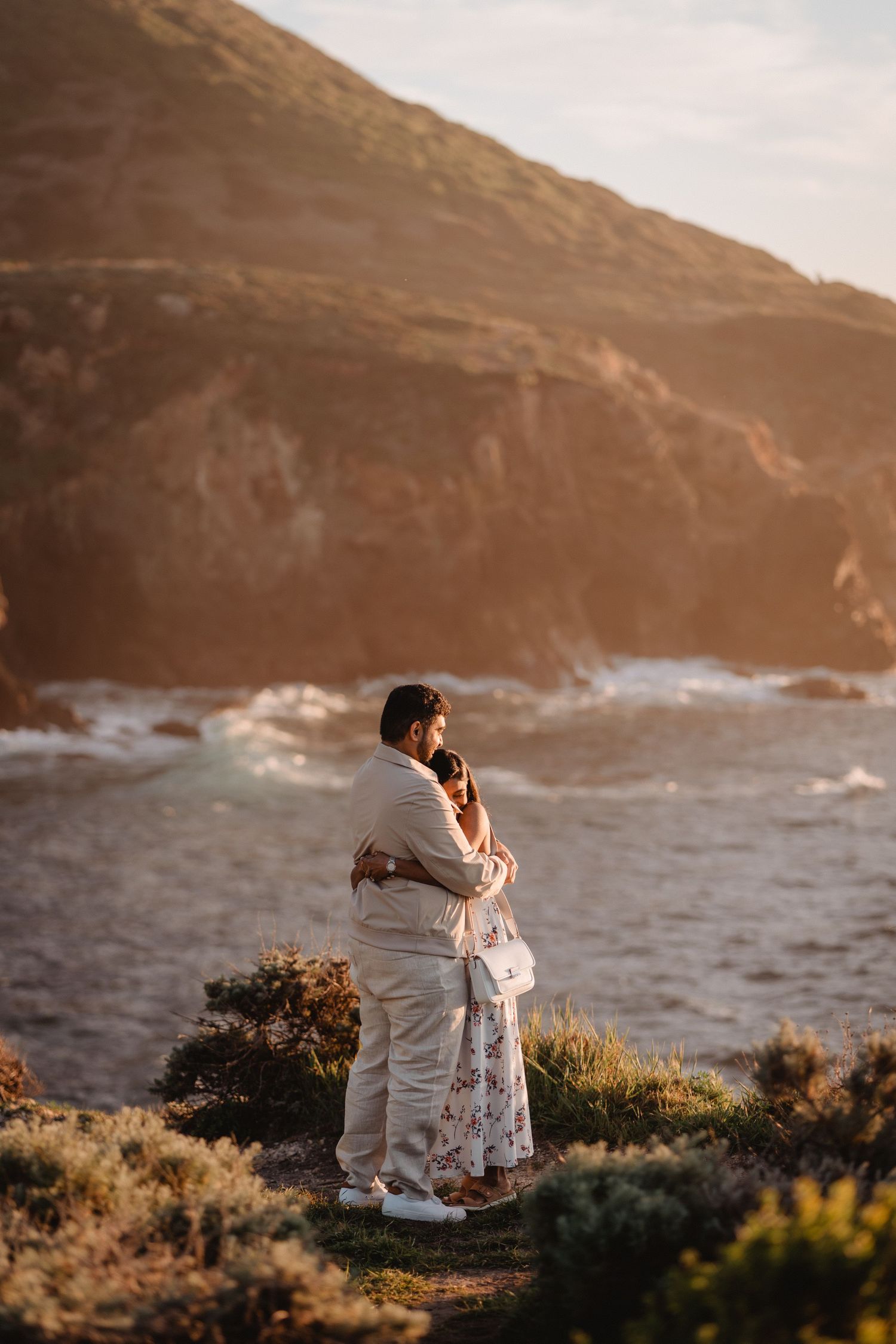 golden hour engagement photos in big sur proposal