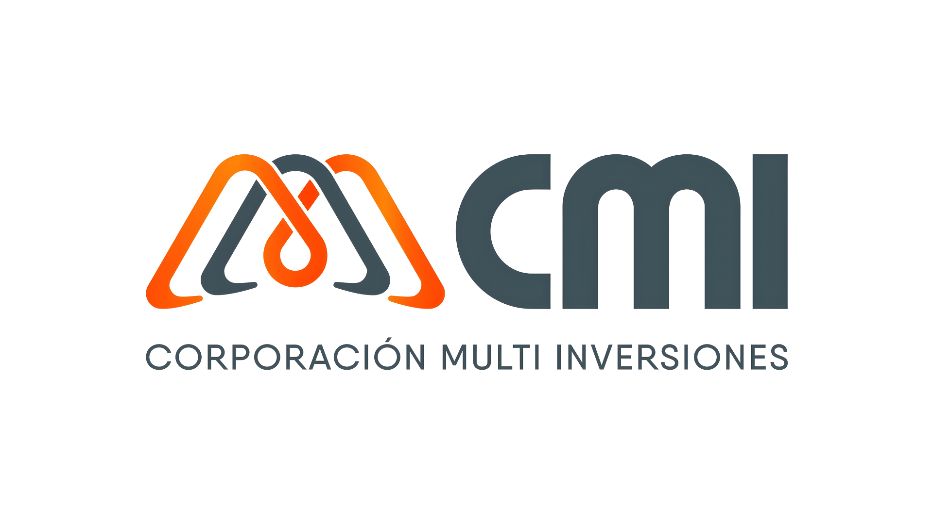 Corporate logo for CMI showing orange triangular shapes forming an abstract M design with dark gray text.