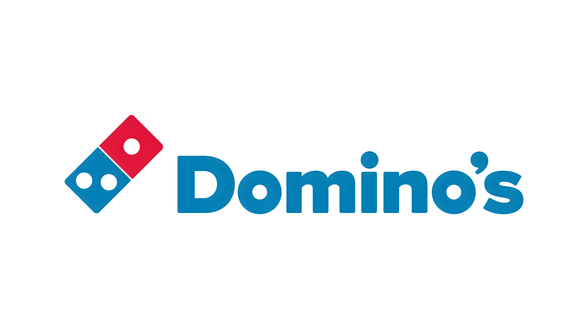 Domino's Pizza company logo in blue and red colors on white background.