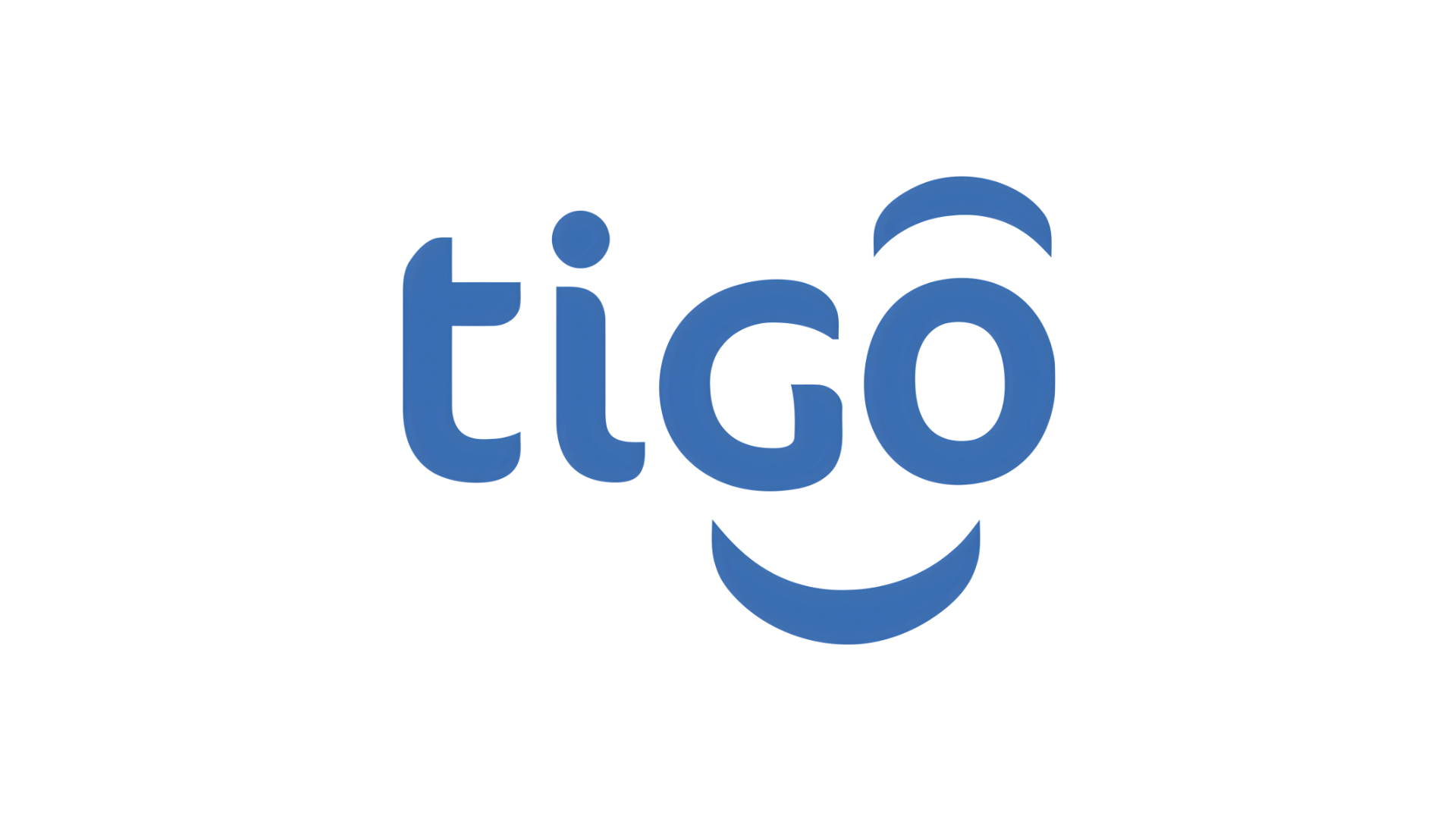 Blue Tigo telecommunications company logo with rounded letters and a curved smile design.