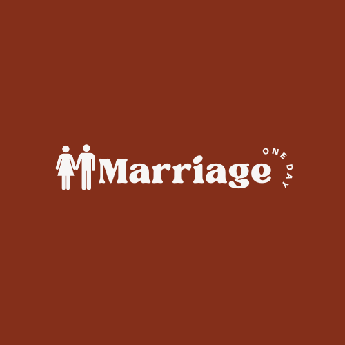 Simple marriage icon with male and female symbols in white against a dark red background.