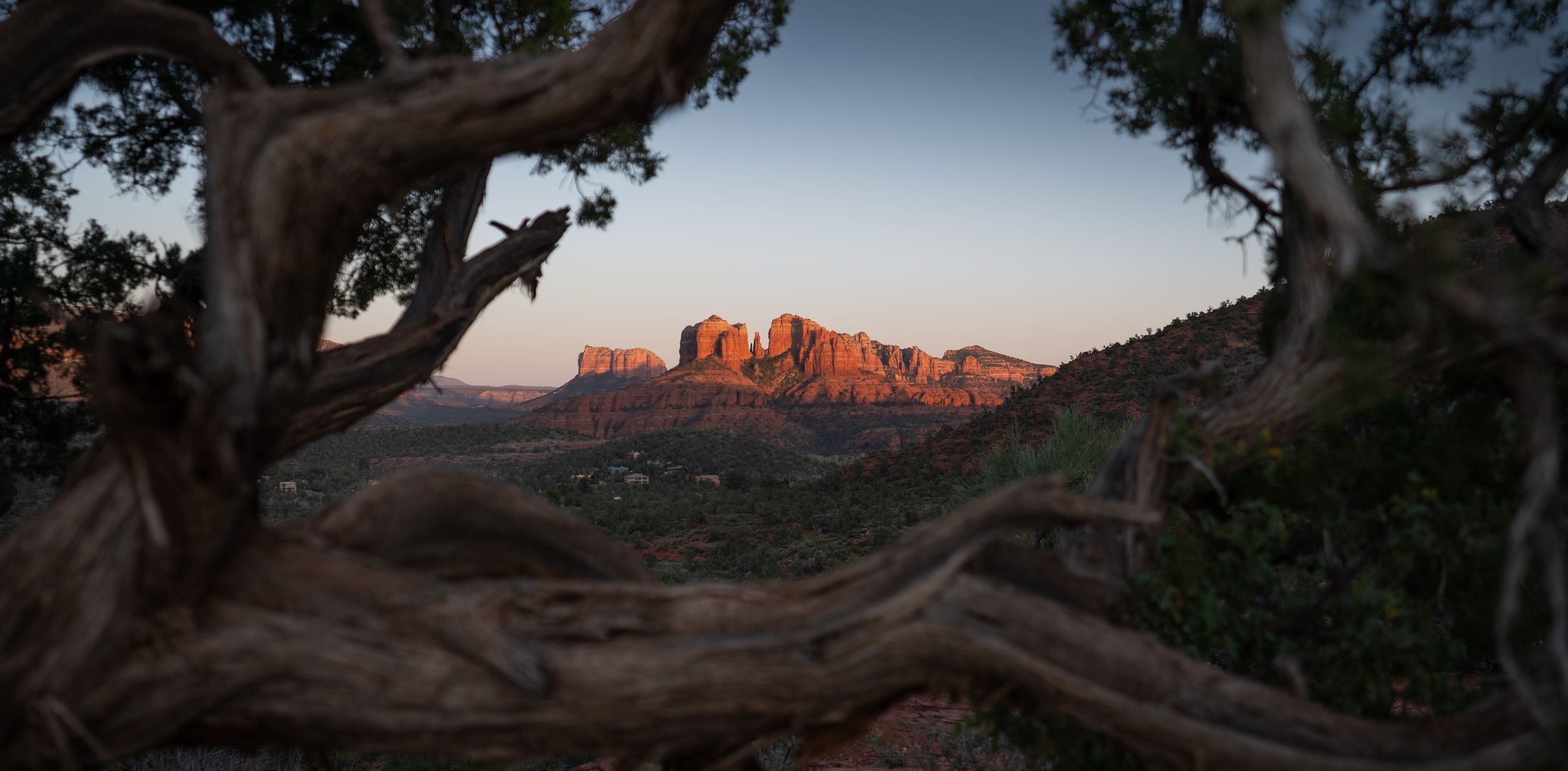 A beautiful panoramic view of The Cathedral in Sedona, Arizona.