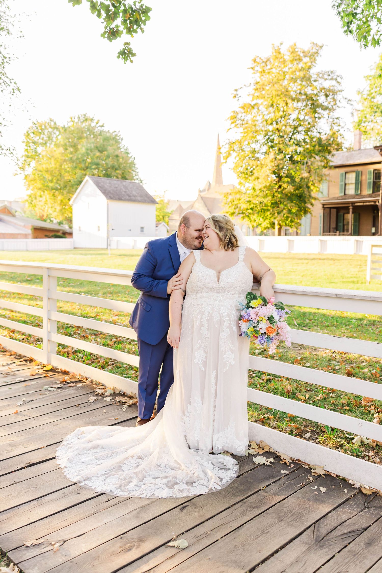bride and groom emotional golden hour portrait