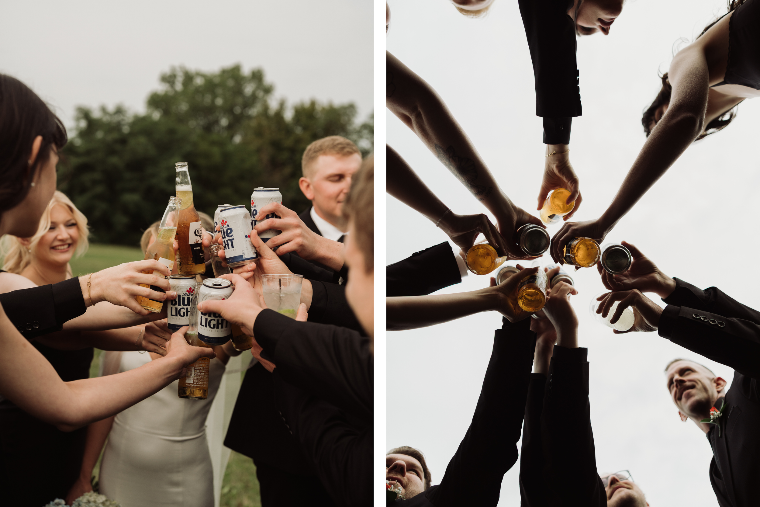 Fun bridal party portraits celebrating newlyweds during Finger Lakes wedding