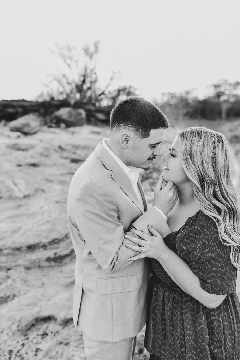 Outdoor sunset engagement photos Flower Mound Texas.
