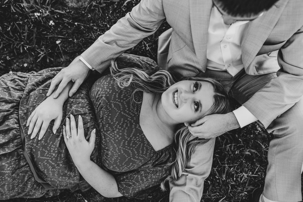 Engagement session walking through tall grass Murrell Park Texas.