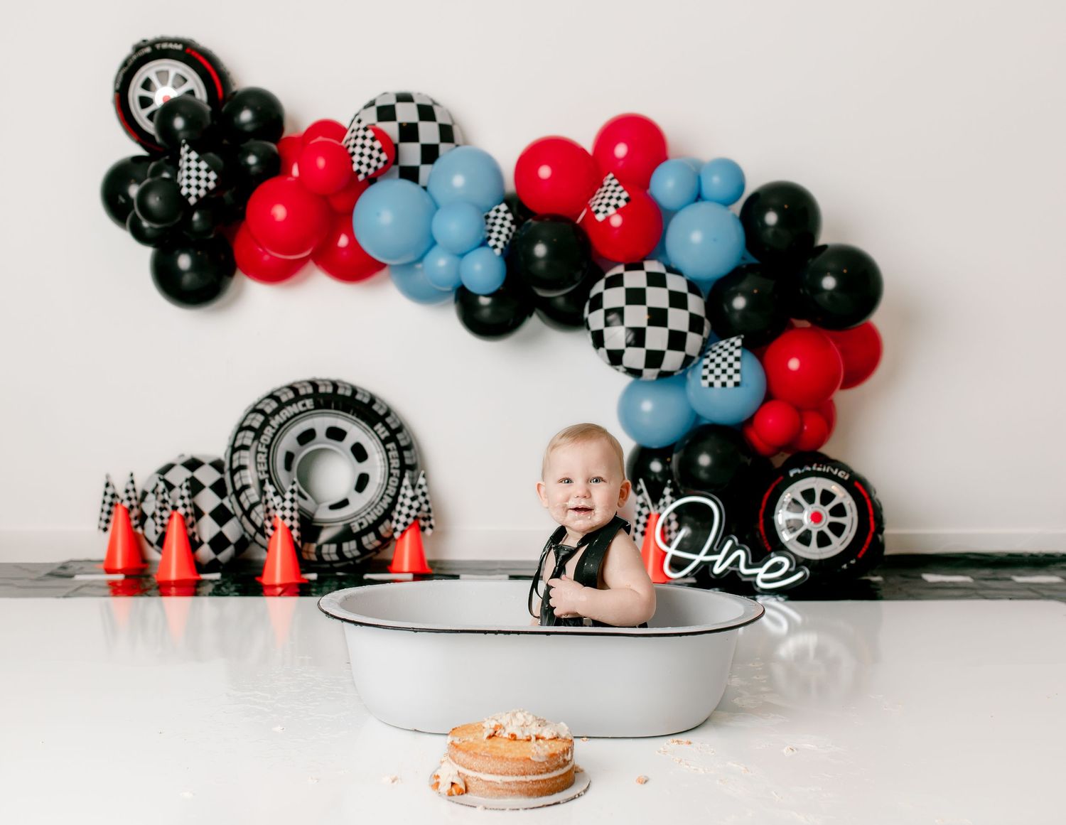 baby cake smash and splash session  race car theme at my chillicothe ohio studio