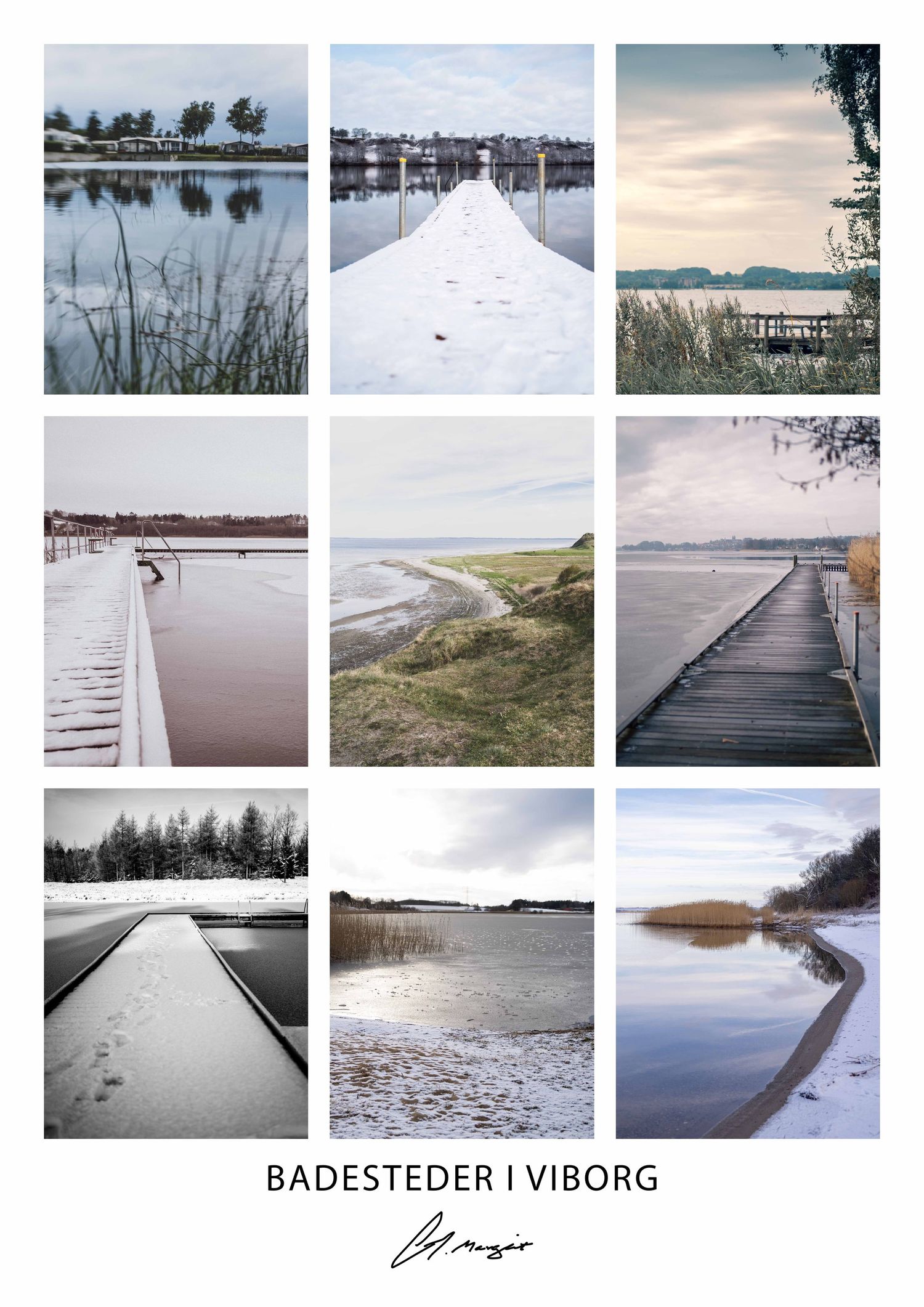 Fotoplakat af badesteder i Viborg Kommune.