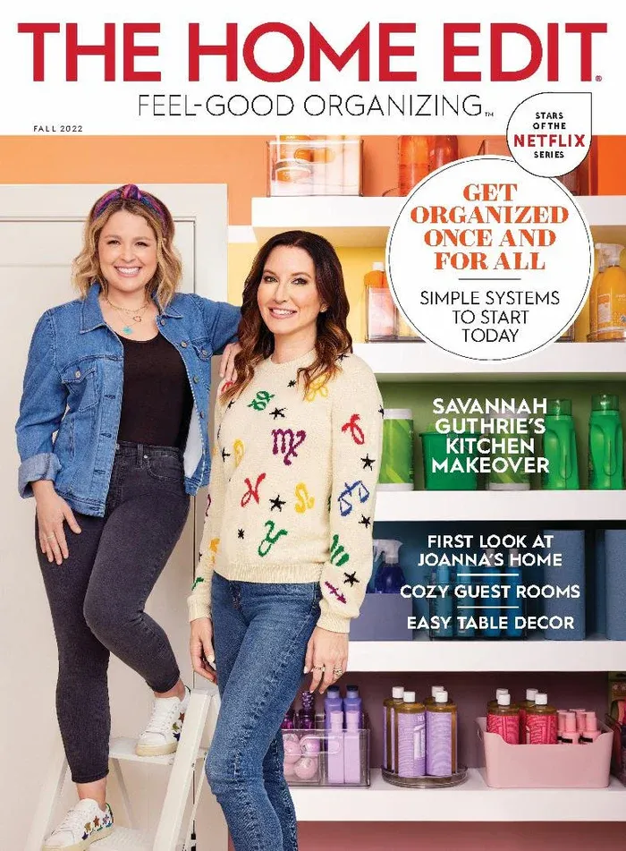 Home organization and decor magazine covers with colorful kitchen and entertaining themes.