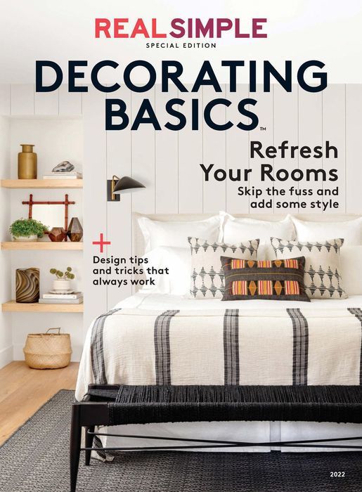 Magazine spreads featuring modern interior decorating basics and room styling tips.
