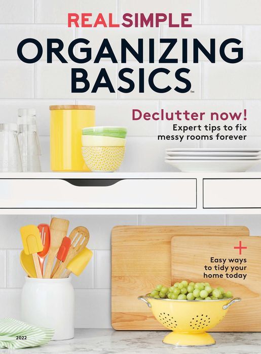 Kitchen organization magazine covers showing decluttering tips and storage solutions.