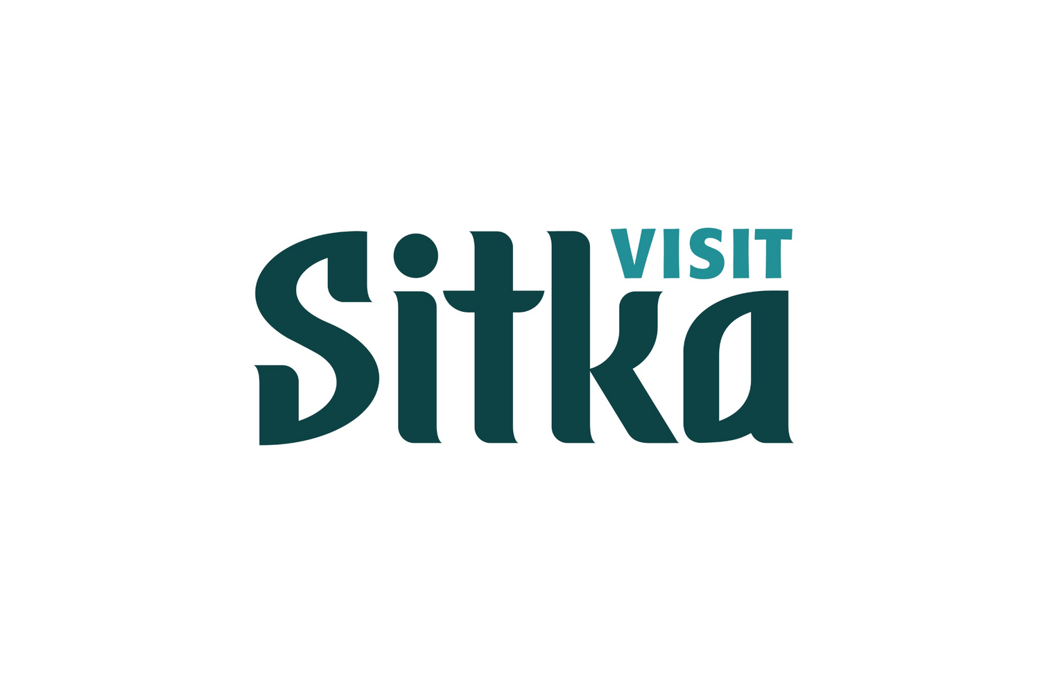 Teal Visit Sitka tourism logo design on white rectangular background.