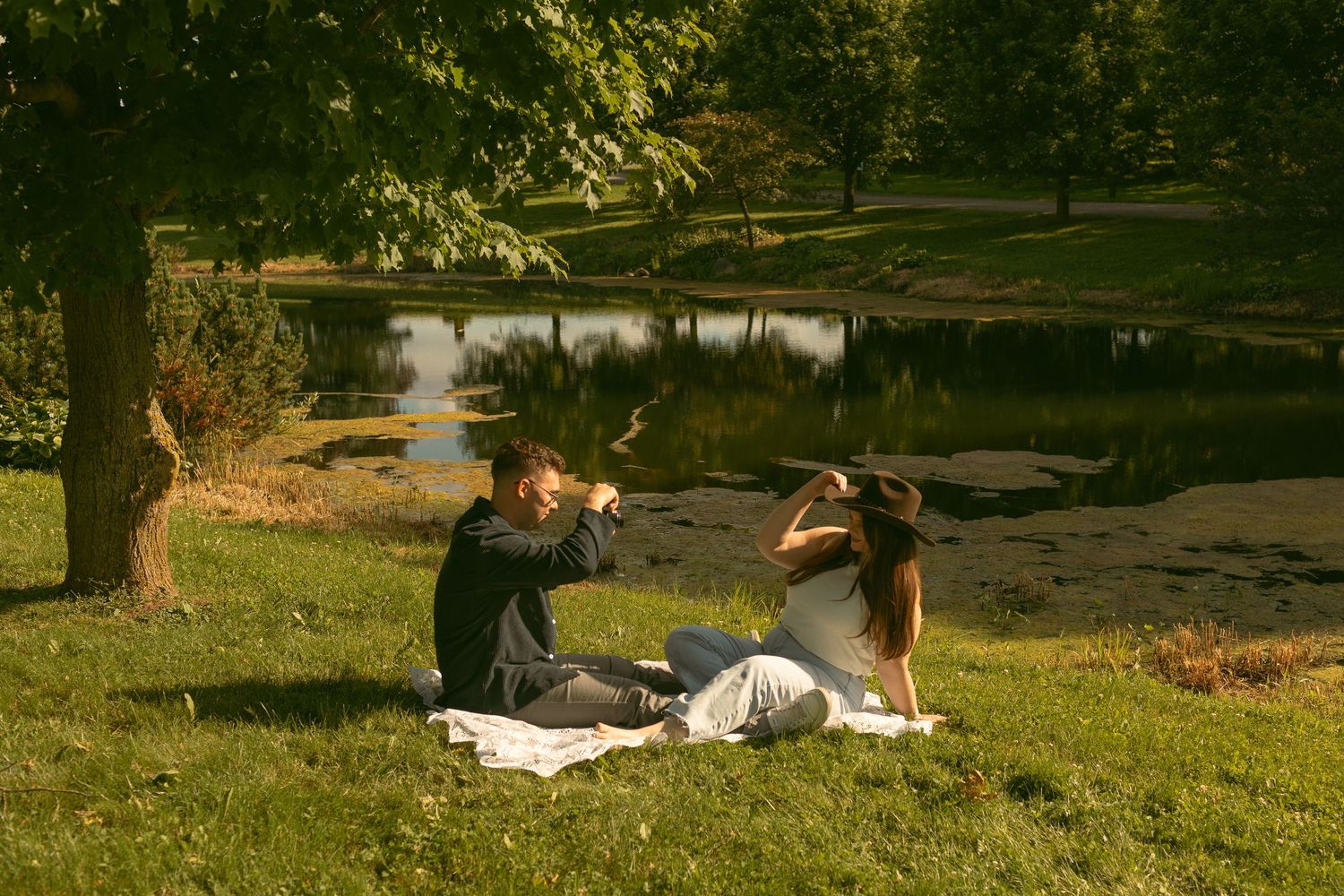 Cinematic and moody family photo at the park