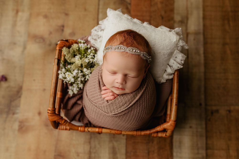 Bailey's Photography | Waverly Ohio | Baby Photographer | Portsmouth Studio | Newborn Girl in Cream Wrap
