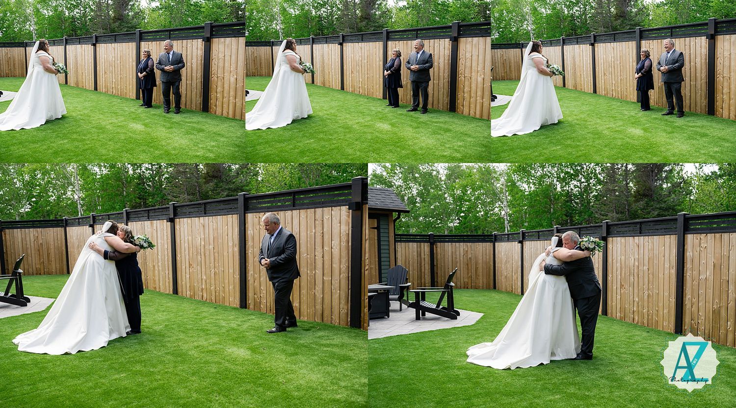 Wedding ceremony sequence showing traditional customs and celebrations taking place in a lush outdoor garden setting.