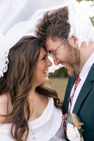 Bride and groom outdoor wedding portrait in Springfield, Illinois