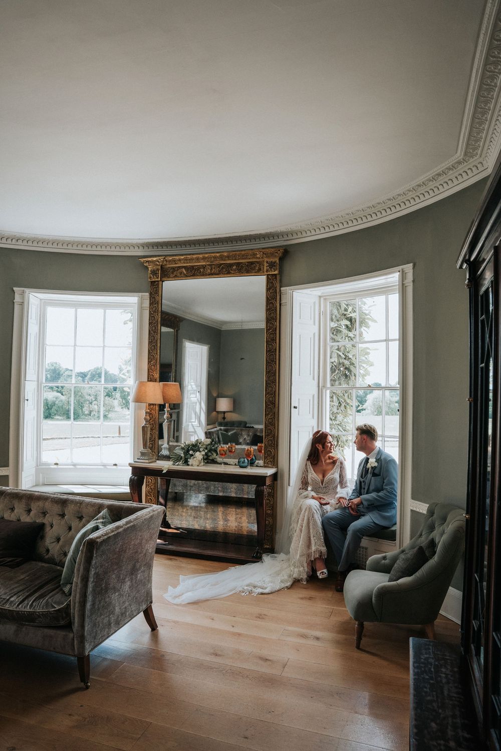 Bride and Groom having a quiet moment at Rockbeare Manor