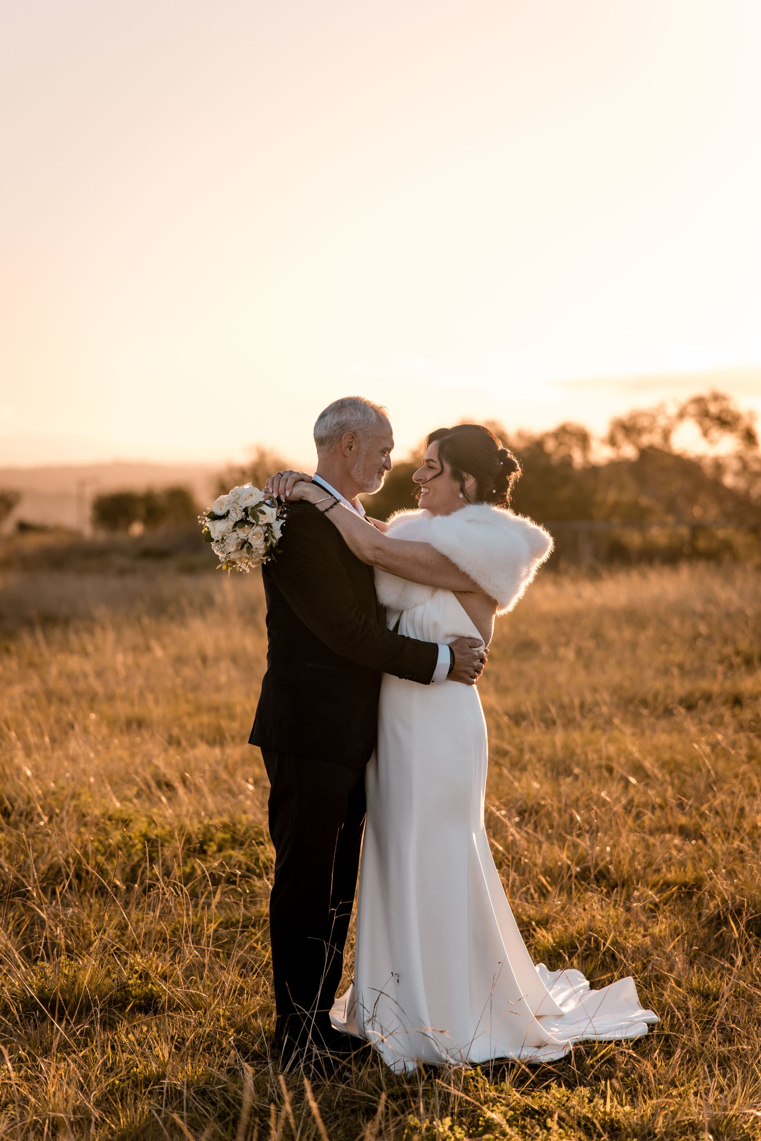 Bride and groom during golden hour Napier
