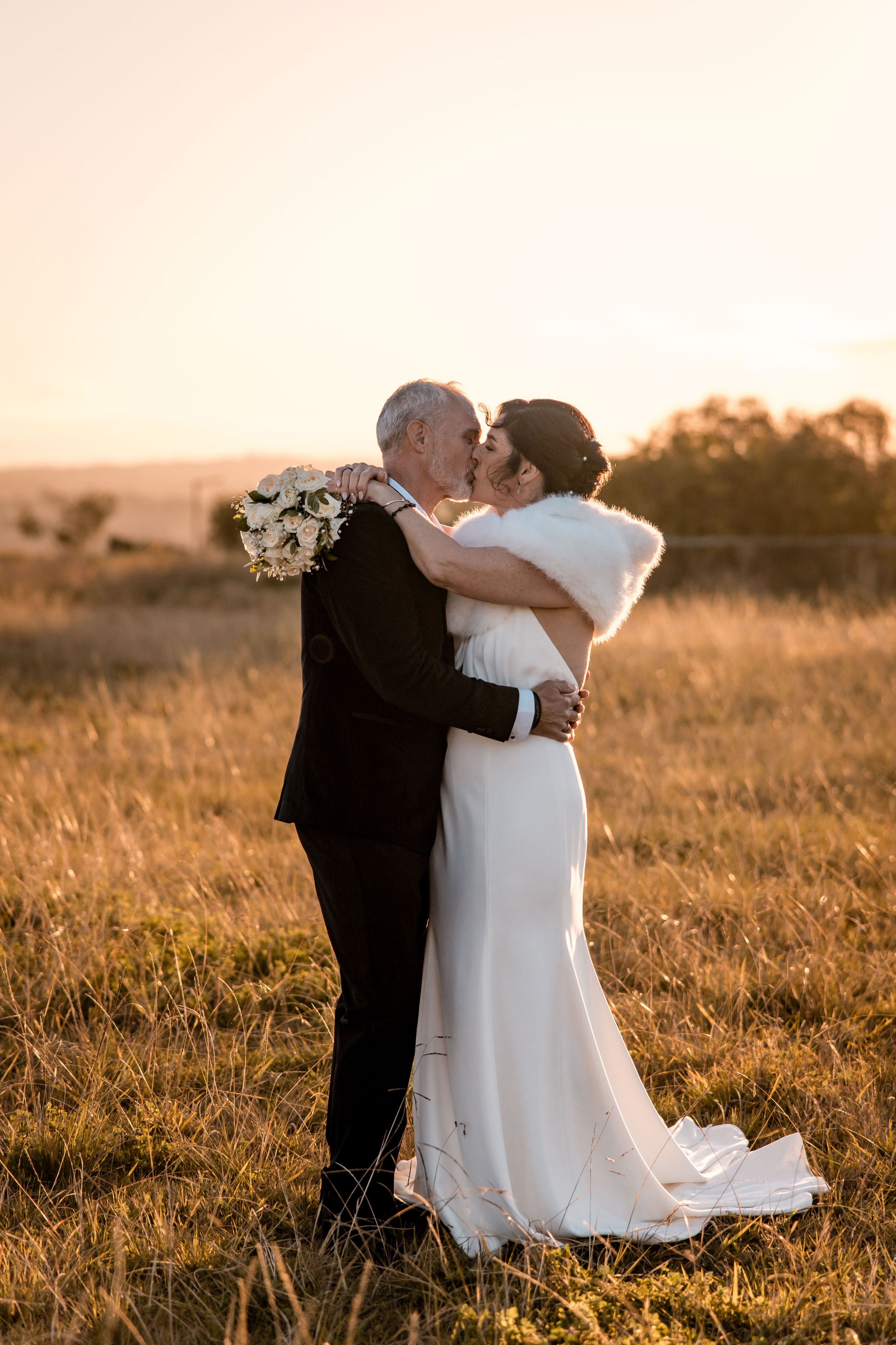 Bride and groom during golden hour Napier