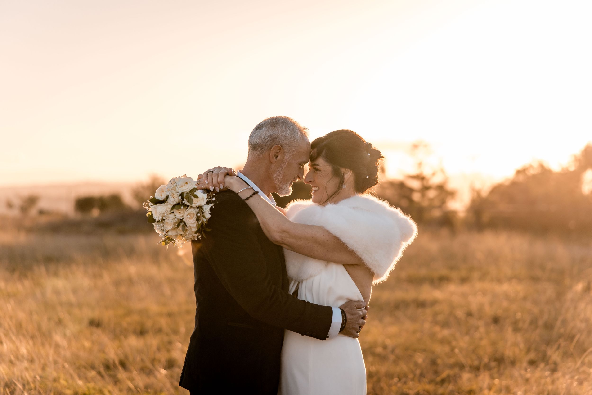 Bride and groom during golden hour Napier