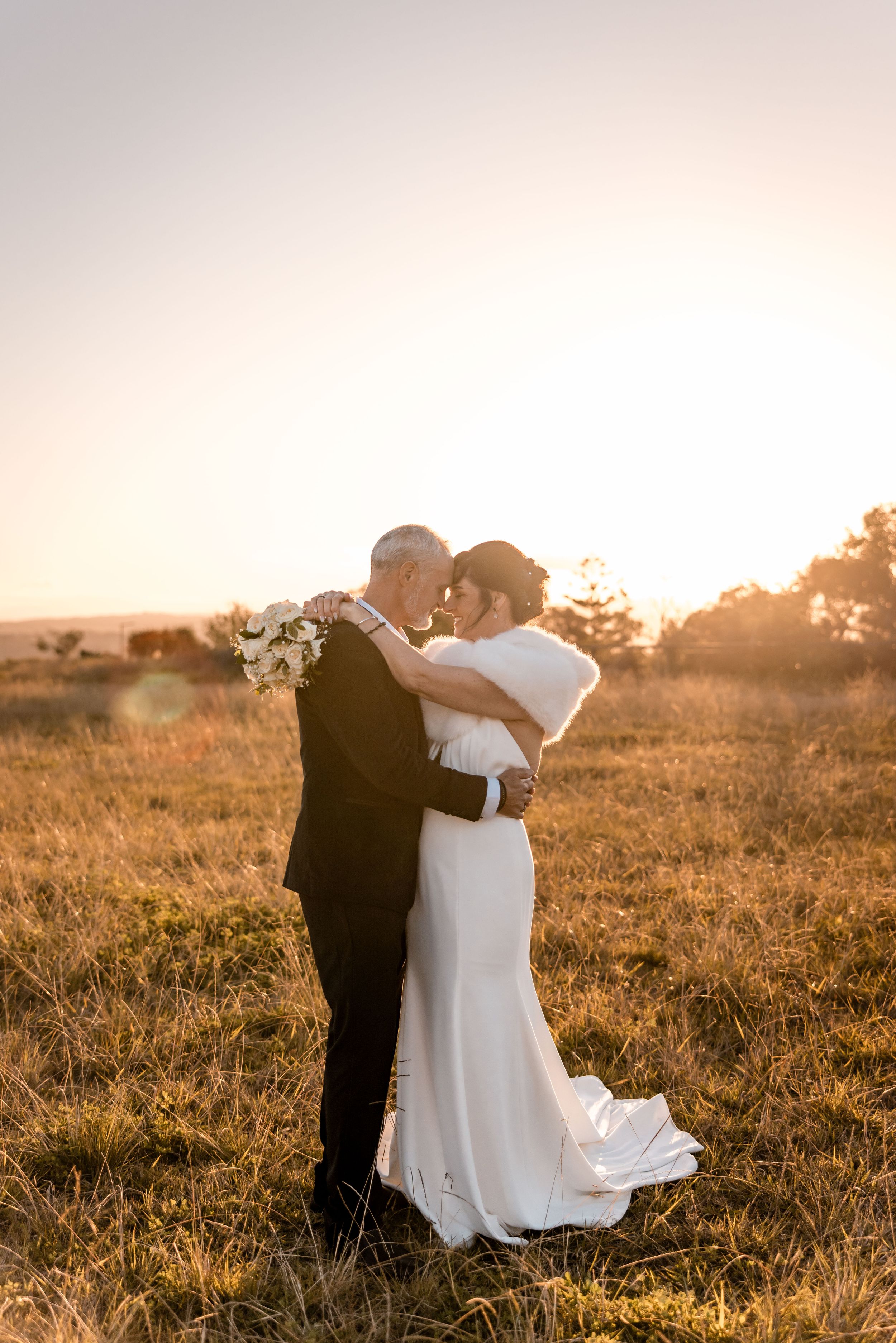 Bride and groom during golden hour Napier