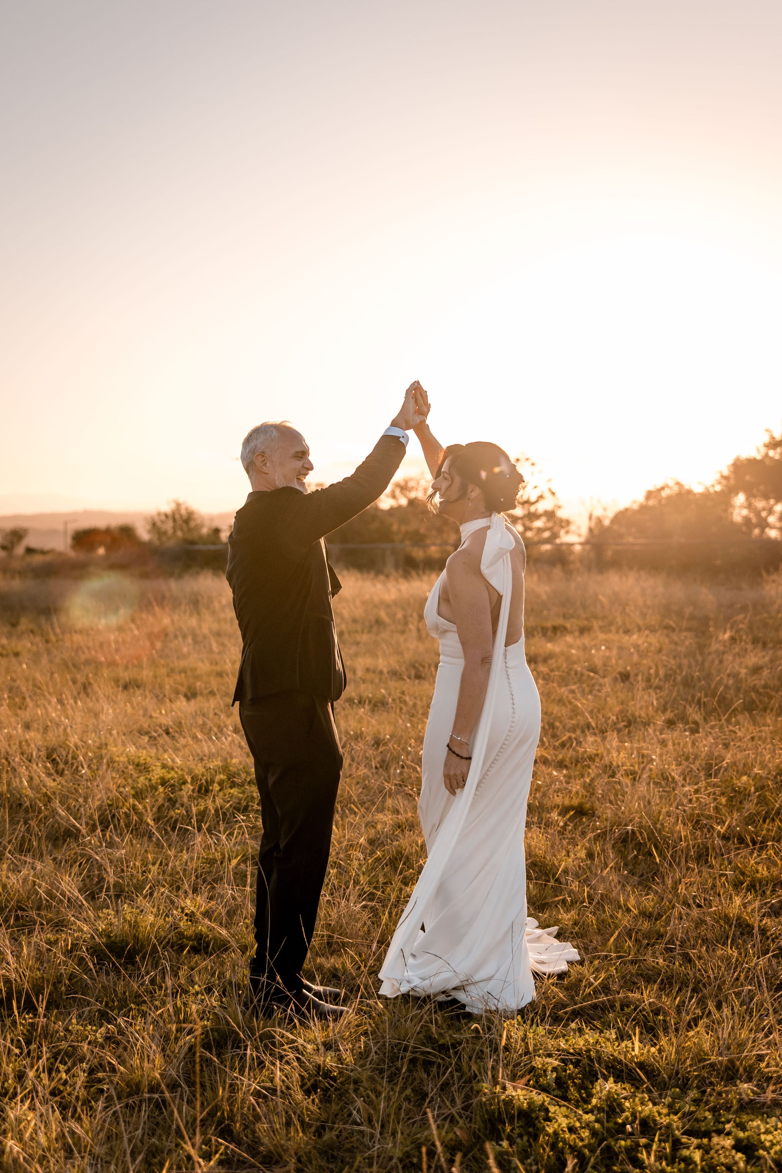Bride and groom during golden hour Napier