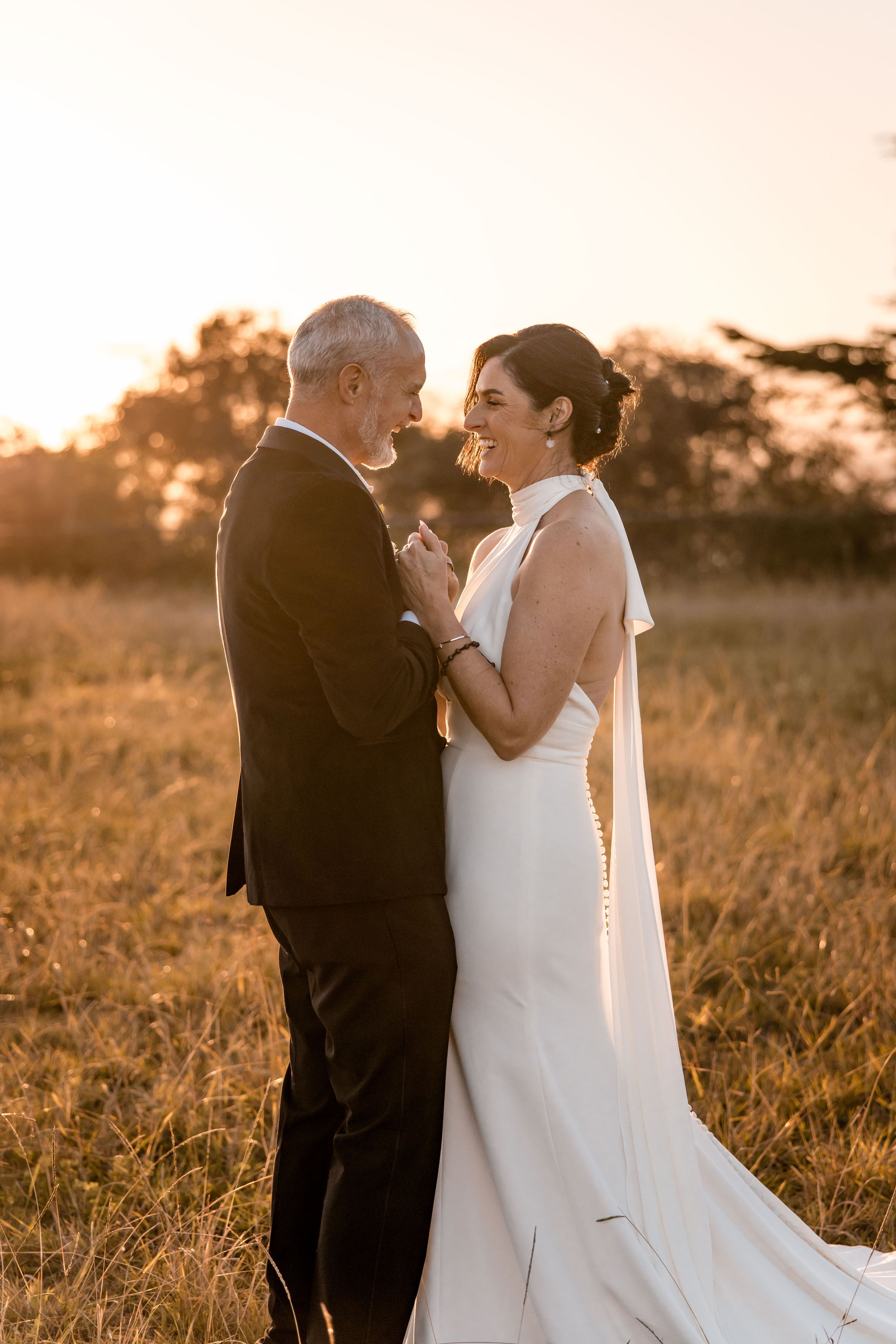 Bride and groom during golden hour Napier