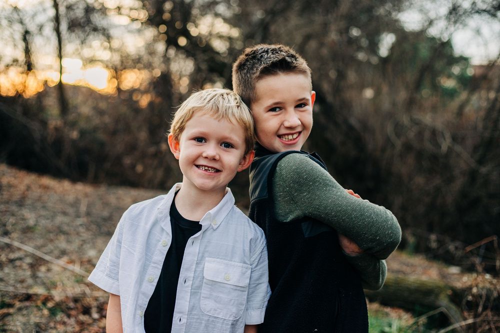 children smile in park