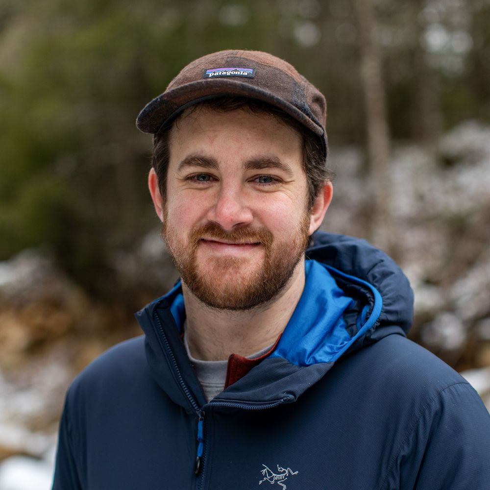 A sequence of close-up portraits showing someone smiling in outdoor winter settings.