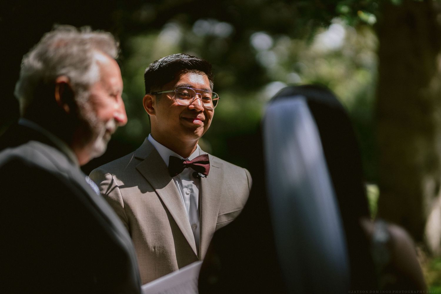 A series of candid shots capturing moments during what appears to be a formal outdoor gathering.