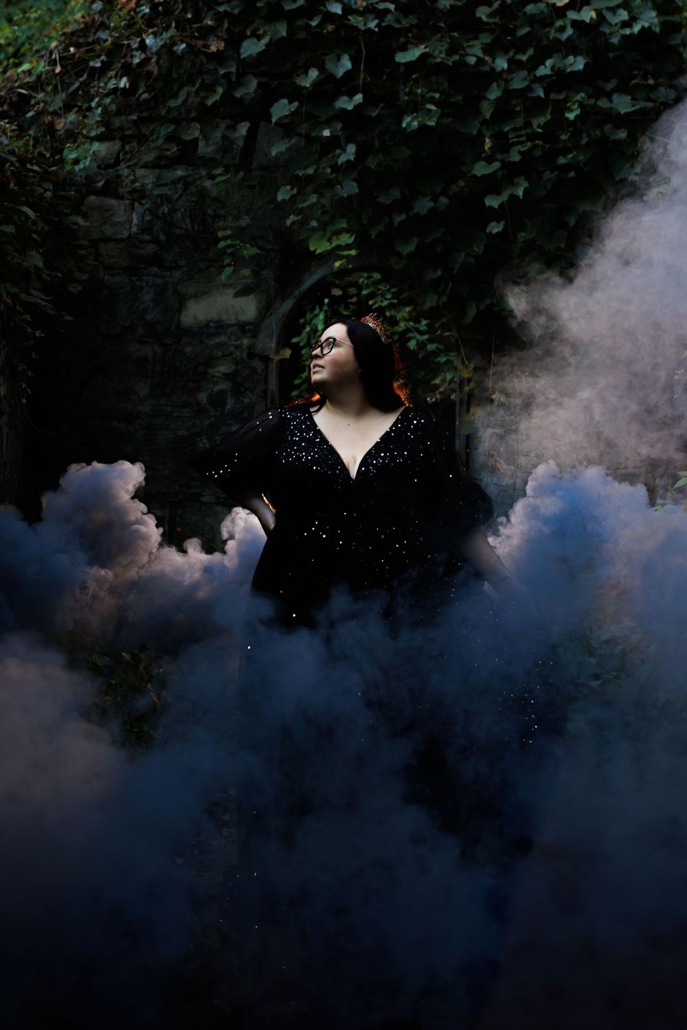 Halloween outdoor portrait photography. Smokey photography. Outdoor portrait photography at Fort Belle Fontaine in Missouri